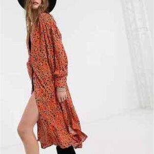 Free People C'est Moi Leopard Print Midi Dress